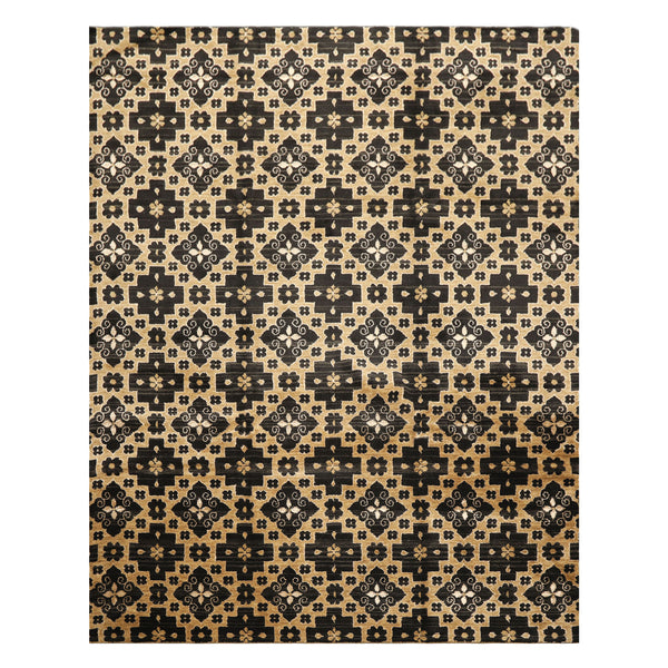 Multi Size Brown Charcoal Beige Color Hand Loomed Tibetan Wool & Bamboo Silk Modern & Contemporary Oriental Rug