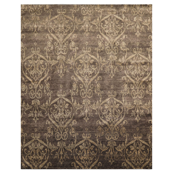 8x10 Brown, Gray, Tan Color Hand Loomed Tibetan Wool Transitional Oriental Rug