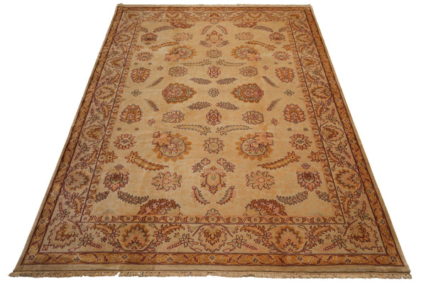 9x12 Beige, Celadon, Blush Color Hand Knotted Oushak New Zealand Wool Traditional Oriental Rug