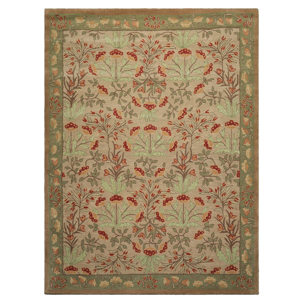 LoomBloom Multi Sizes Handmade  Beige, Sage Transitional Wool Botanical Floral Area Rug