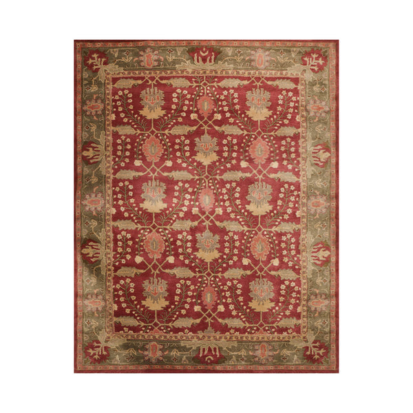 LoomBloom Multi Size Rusty Red, Green Hand Tufted William Morris Arts & Craft 100% Wool Oriental Area Rug