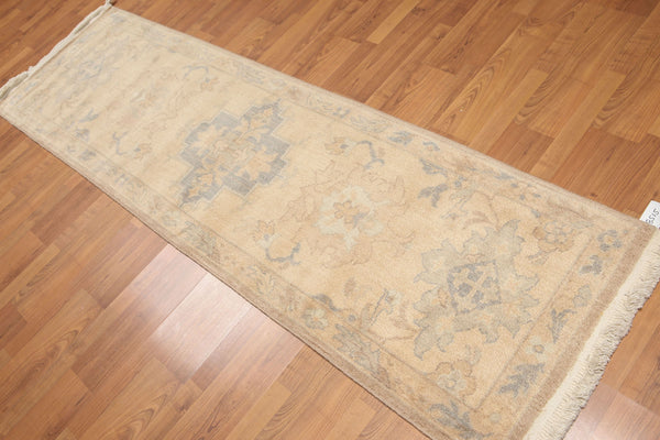 Runner Warm Beige, Grey, Light Brown Color Machine Made Oriental area Rug Wool Traditional Oriental Rug