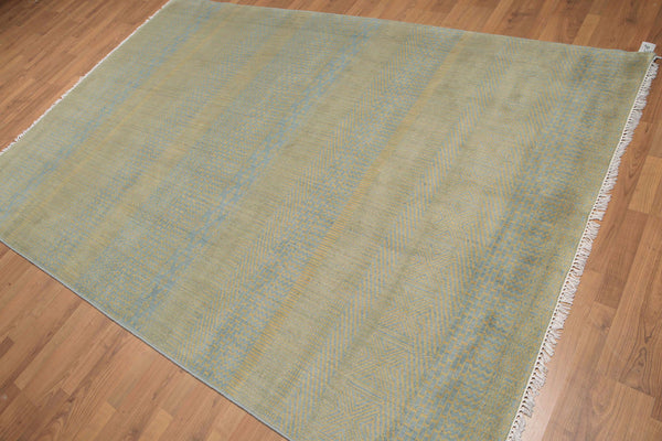 6x9 Blue, Mustard, Color Hand Knotted Tibetan? Wool Contemporary Oriental Rug