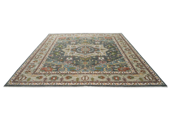 12x15 Slate, Gray, Blue Color Hand Knotted Oushak Wool  Oriental Rug