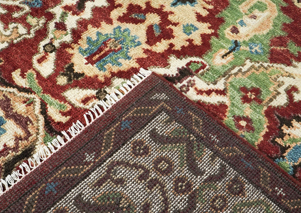 9x12 Rust, Lime, Ivory Color Hand Knotted Oushak Wool Arts and Crafts Oriental Rug