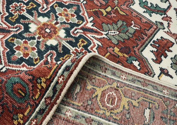 9x12 Ivory, Rust, Rose Color Hand Knotted Oushak Wool  Oriental Rug