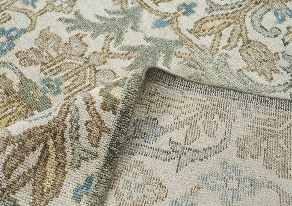 8x10 Beige, Blue, Gray Color Hand Knotted Oushak Wool Transitional Oriental Rug