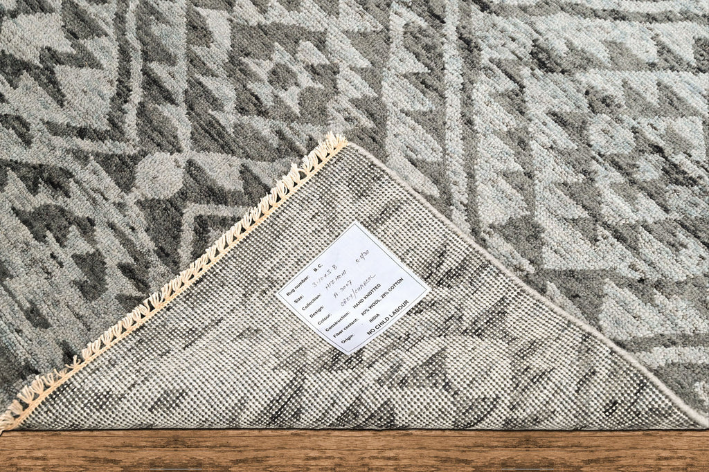 4x6 Dark Gray, Silver, Color Hand Knotted Oushak Wool  Oriental Rug