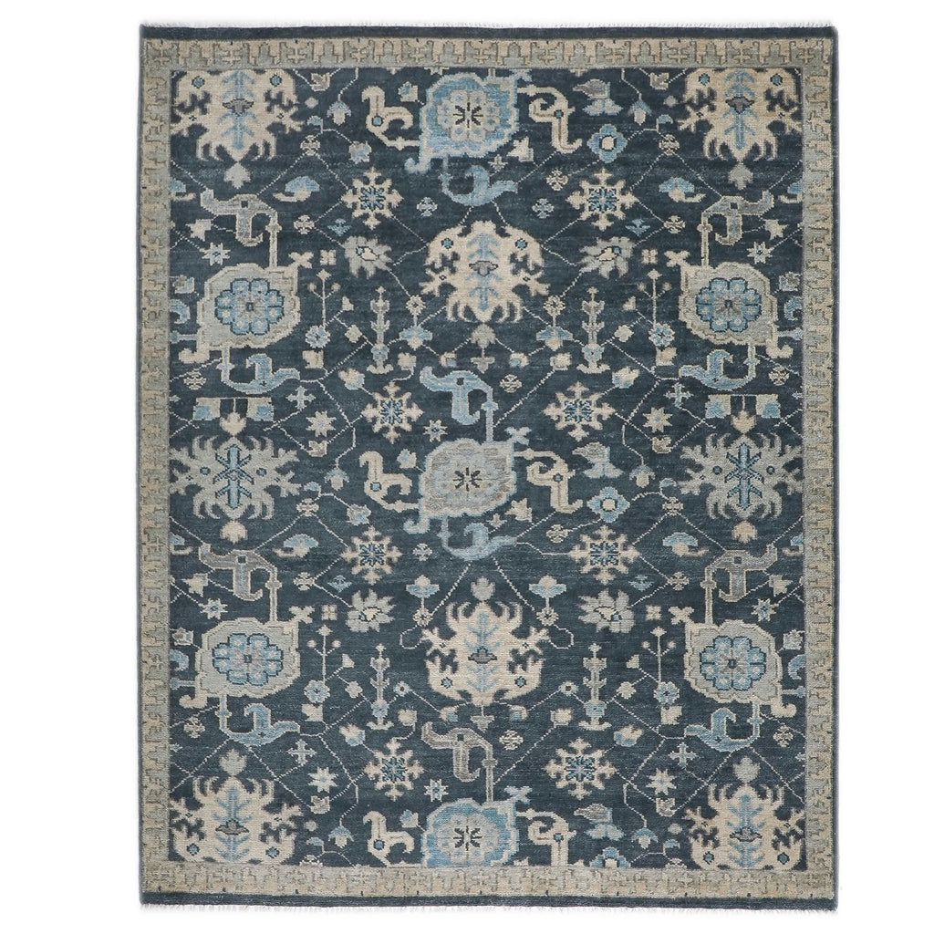 8x10 Slate, Gray, Beige Color Hand Knotted Oushak Wool Arts & Crafts Oriental Rug