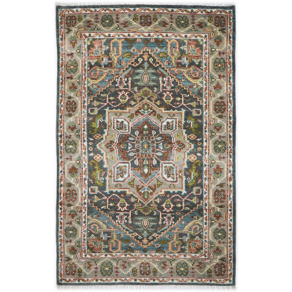 5x8 Gray, Aqua, Slate Color Hand Knotted Oushak Wool Traditional Oriental Rug