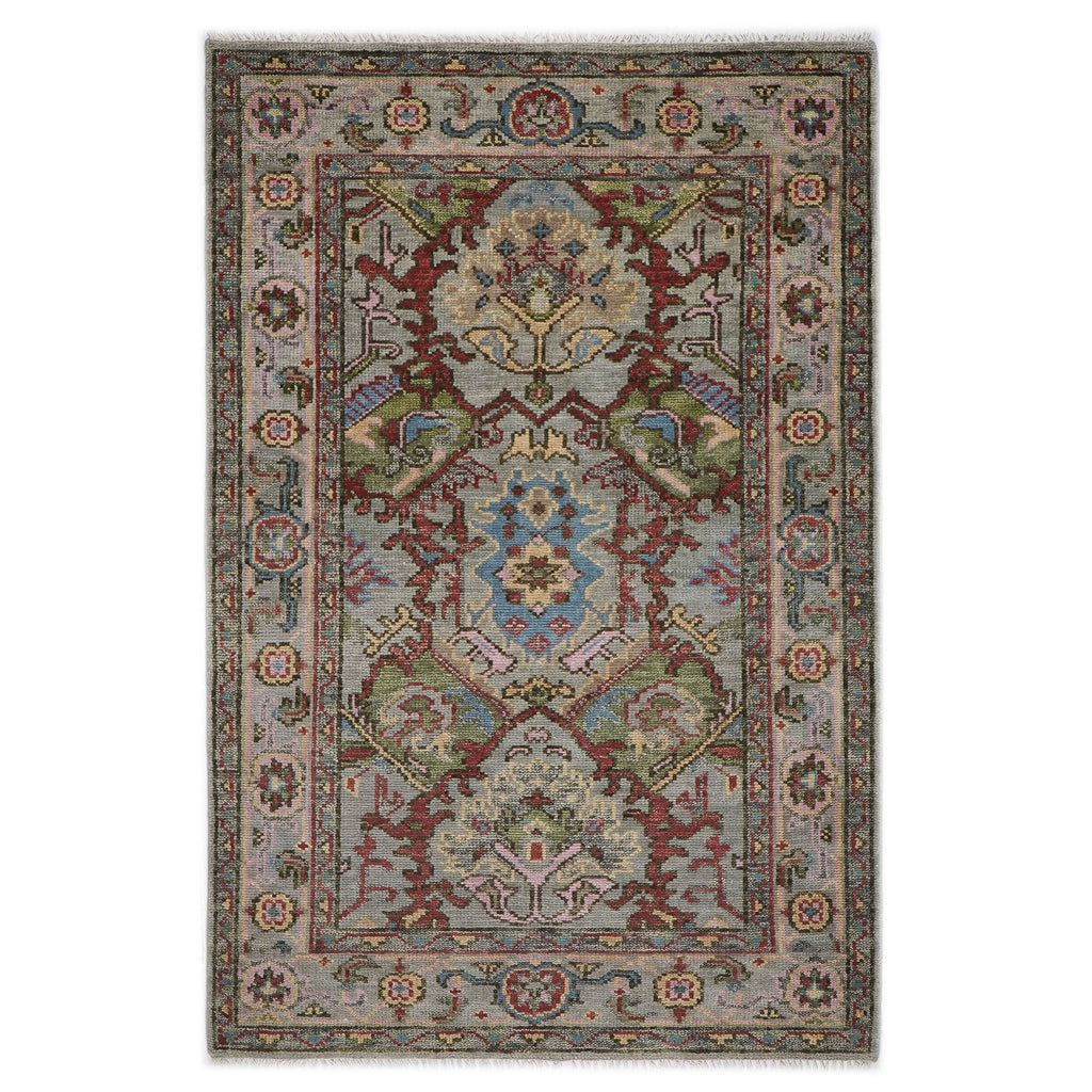 5x8 Moss, Gray, Rust Color Hand Knotted Oushak Wool Arts & Crafts Oriental Rug