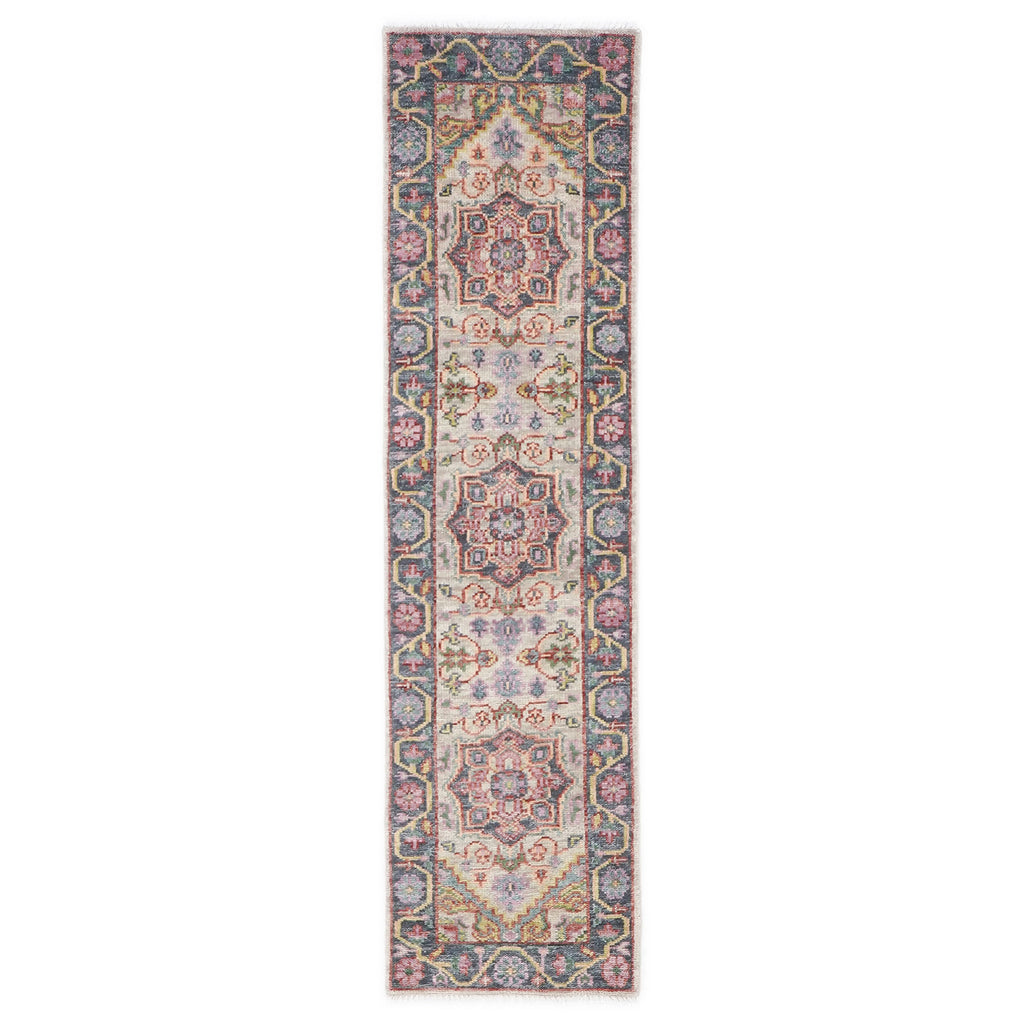 Runner Beige, Slate, Gold Color Hand Knotted Oushak Wool Traditional Oriental Rug
