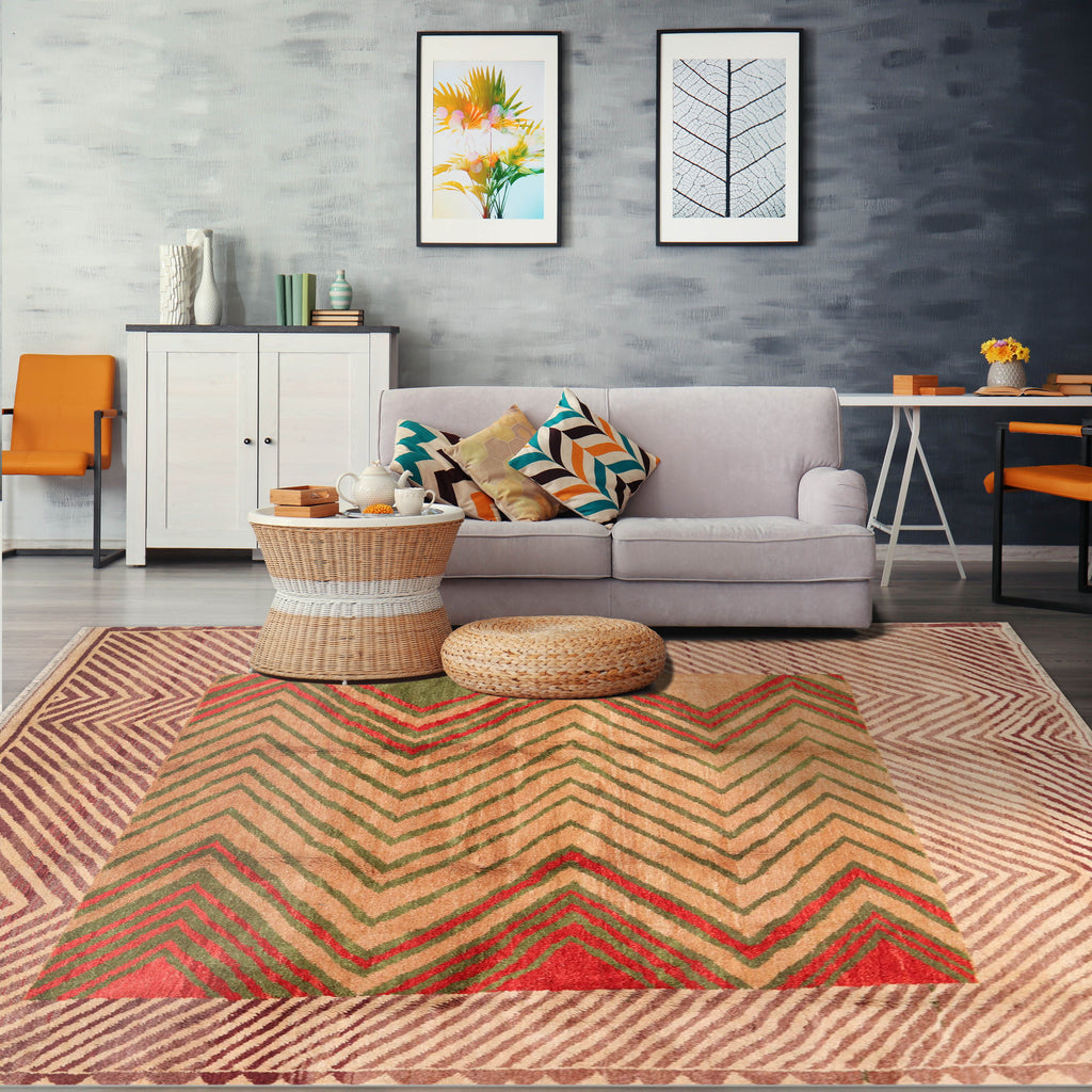 6x9 Beige, Tan, Green Color Hand Knotted Turkish Persian 100% Wool Traditional Oriental Rug