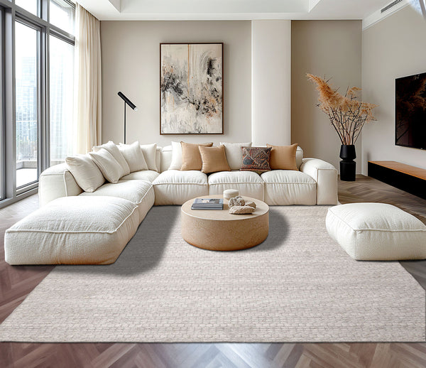 Multi Size Gray Color Hand Tufted All-Over 100% Wool Modern Oriental Rug