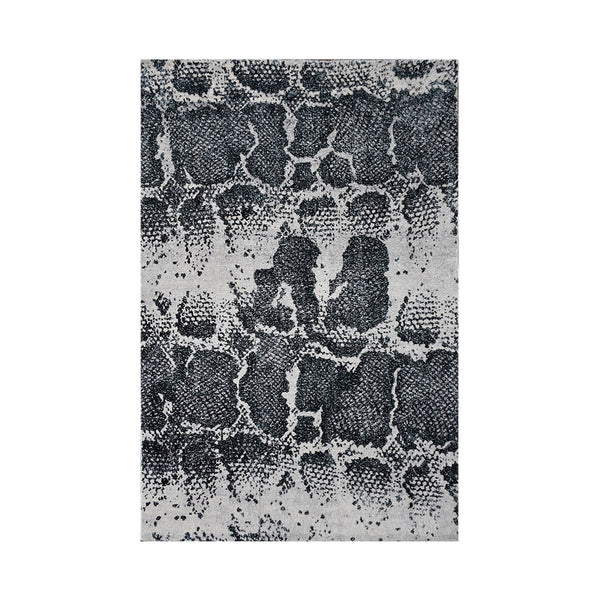 Multi Size Gray Black Color Hand Woven Animal Print Polyester Contemporary Oriental Rug