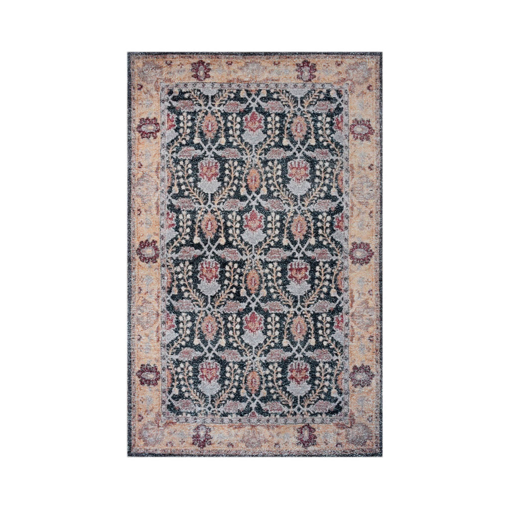 Multi Size Charcoal Peach Color Hand Woven All-Over Polyester Arts And Crafts Oriental Rug