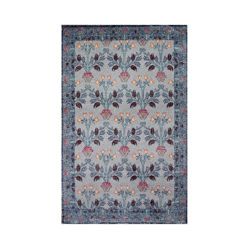 Multi Size Gray Blue Gold Color Hand Woven All-Over Polyester Arts And Crafts Oriental Rug