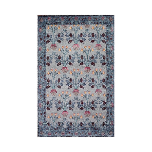 Multi Size Gray Blue Gold Color Hand Woven All-Over Polyester Arts And Crafts Oriental Rug