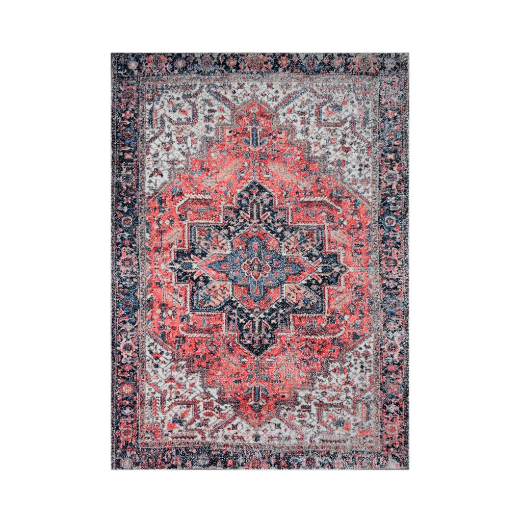 Multi Size Rust Ivory Black Color Hand Woven All-Over Polyester Traditional Oriental Rug