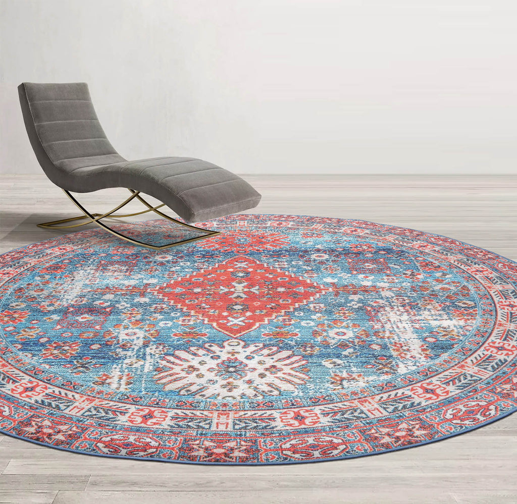 Multi Size Aqua Orange Beige Color Machine Made Flatweave Polyester Traditional Oriental Rug