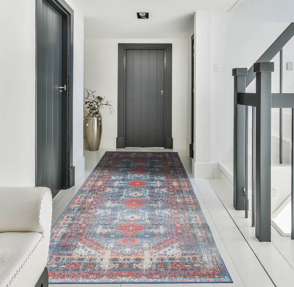 Multi Size Aqua Orange Beige Color Machine Made Flatweave Polyester Traditional Oriental Rug