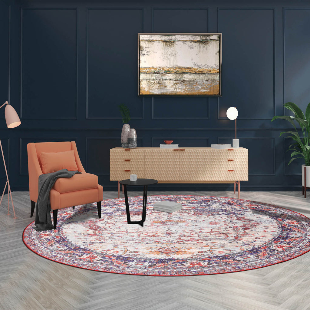 Multi Size Beige Burnt Orange Navy Color Machine Made Flatweave Polyester Traditional Oriental Rug