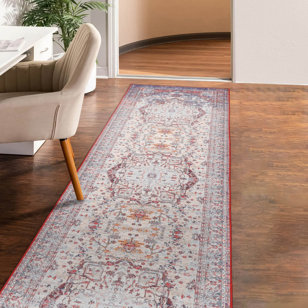 Multi Size Beige Burnt Orange Navy Color Machine Made Flatweave Polyester Traditional Oriental Rug