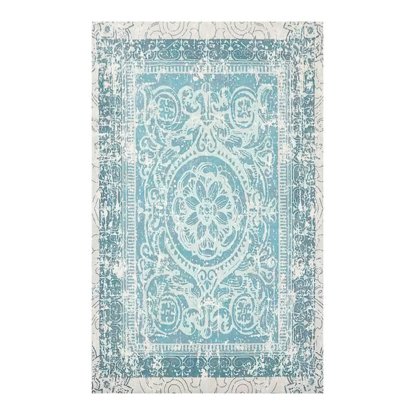 Multi Size Aqua Beige Color Machine Made All-Over 100% Cotton Modern Oriental Rug