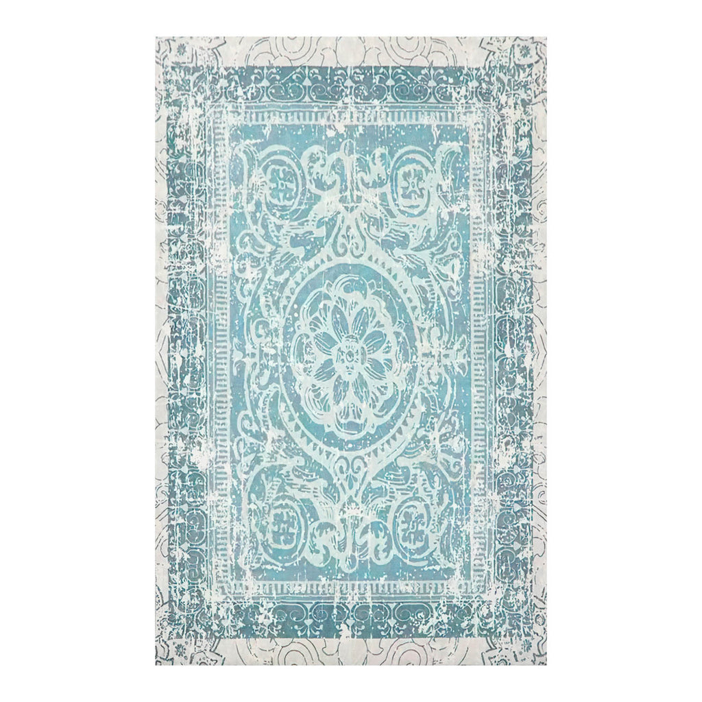 Multi Size Aqua Beige Color Machine Made All-Over 100% Cotton Modern Oriental Rug