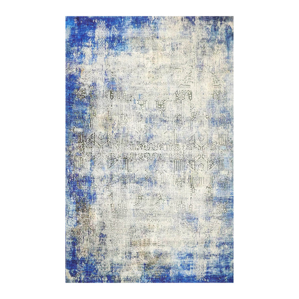 Multi Size Beige Royal Blue Sage Color Machine Made All-Over 100% Cotton Modern Oriental Rug