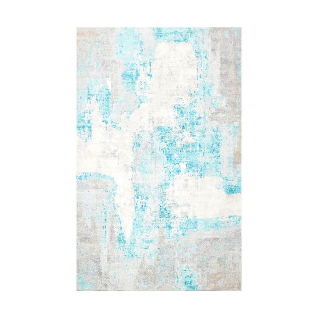 Multi Size Aqua Beige Brown Color Machine Made All-Over 100% Cotton Modern Oriental Rug