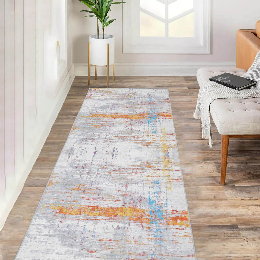 Multi Size Beige Gray Orange Color Machine Made Flatweave Polyester Contemporary/ Abstract Oriental Rug