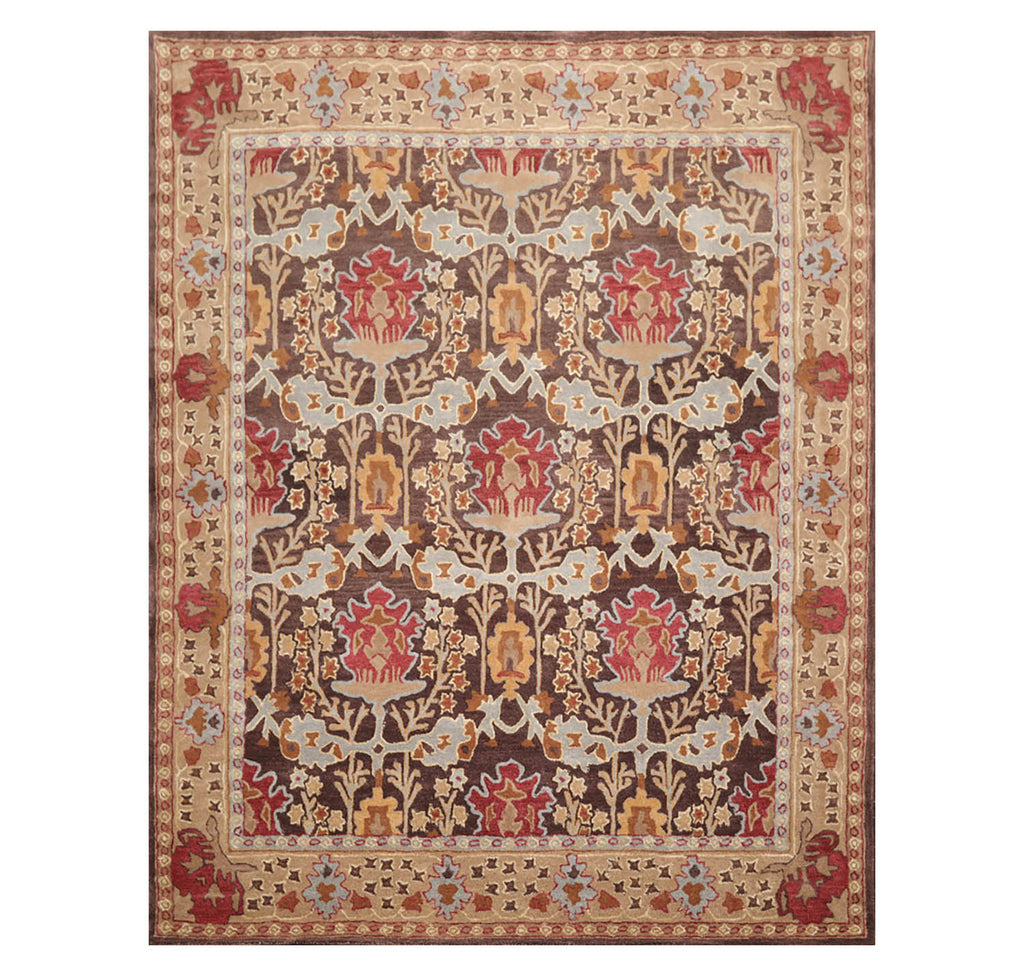 8x10 Brown, Beige, Caramel Color Hand Tufted All-Over 100% Wool Traditional Oriental Rug