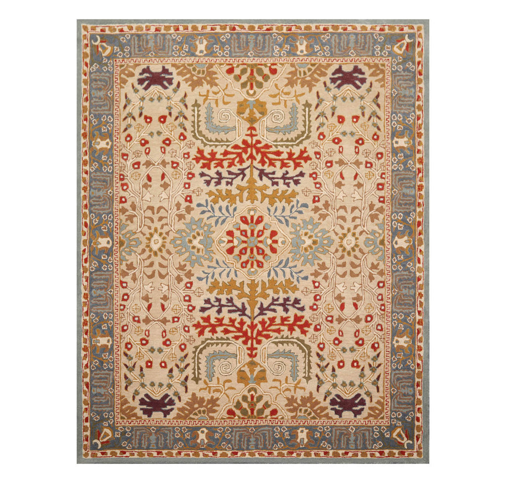 8x10 Beige Blue Brown Color Hand Tufted All-Over 100% Wool Arts & Crafts/Mission Oriental Rug