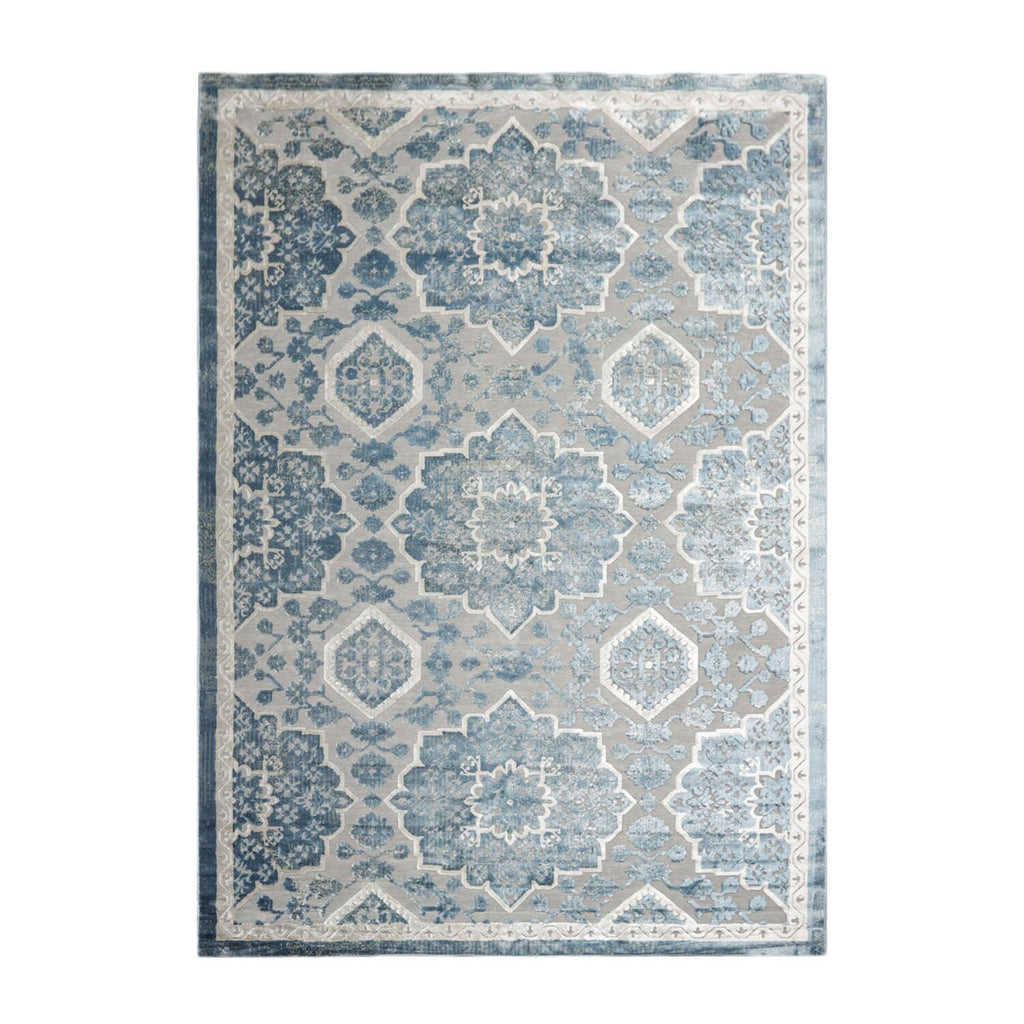 8x10 Gray, Blue, Beige Color Machine Made Persian Polypropylene Modern & Contemporary Oriental Rug