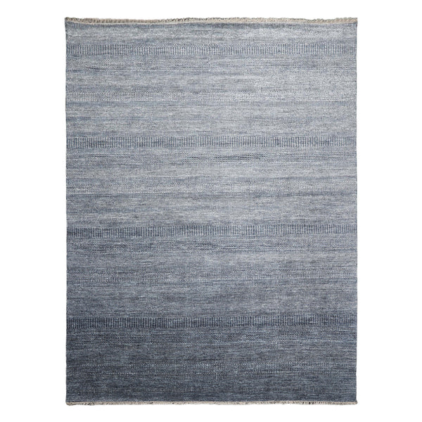 10x14 Blue White Color Hand Knotted All-Over Wool & Silk Modern Oriental Rug