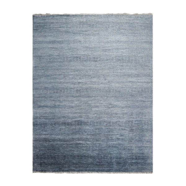 9x12 Blue Gray Color Hand Knotted All-Over Wool & Silk Modern Oriental Rug