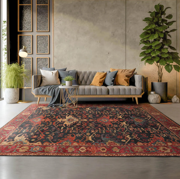 LoomBloom Handmade Multi Size 100% Wool Oriental Area Rug Dark Blue