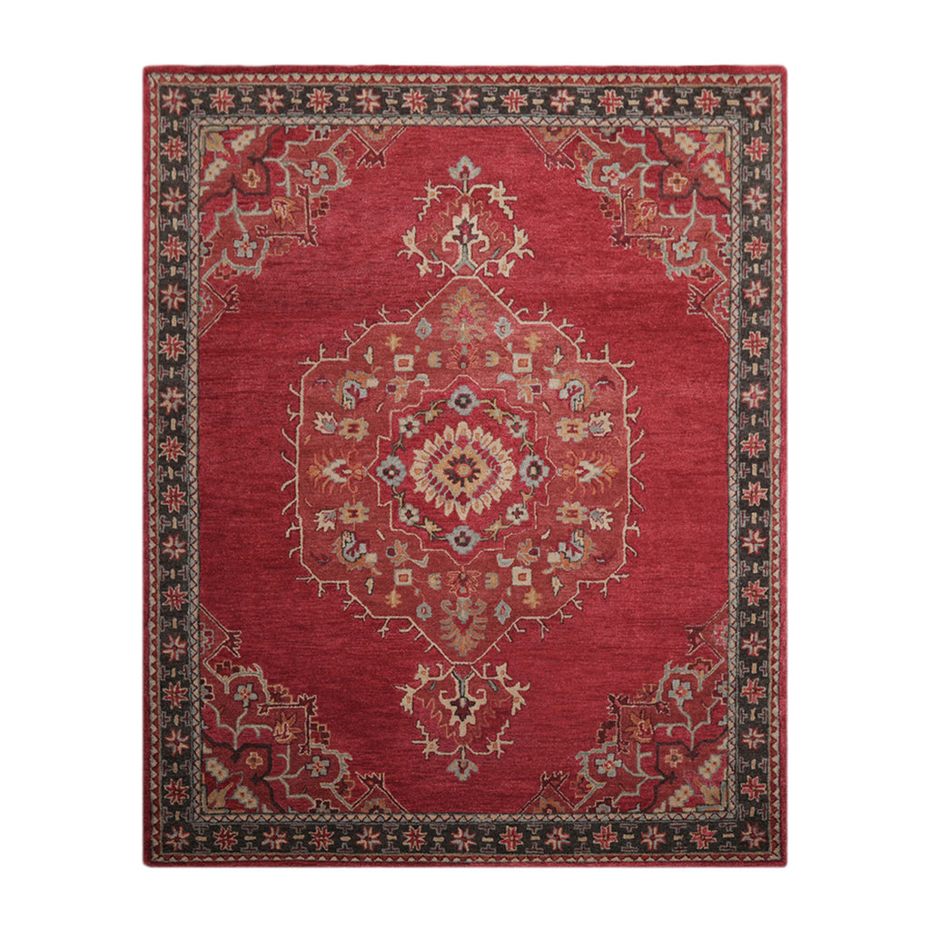 Multi Size Pomegranate Dark Gray Beige Color Hand Tufted All-Over 100% Wool Transitional Oriental Rug