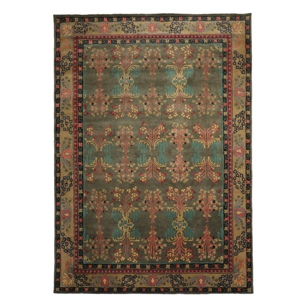 Multi Size Gray Moss Black Color Hand Tufted All-Over Wool Arts & Crafts/Mission Oriental Rug