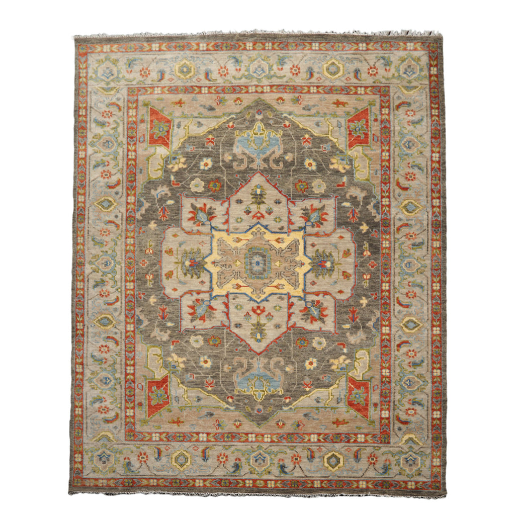 Multi Size Gray Beige Burnt Orange Color Hand Knotted All-Over 100% Wool Traditional Oriental Rug