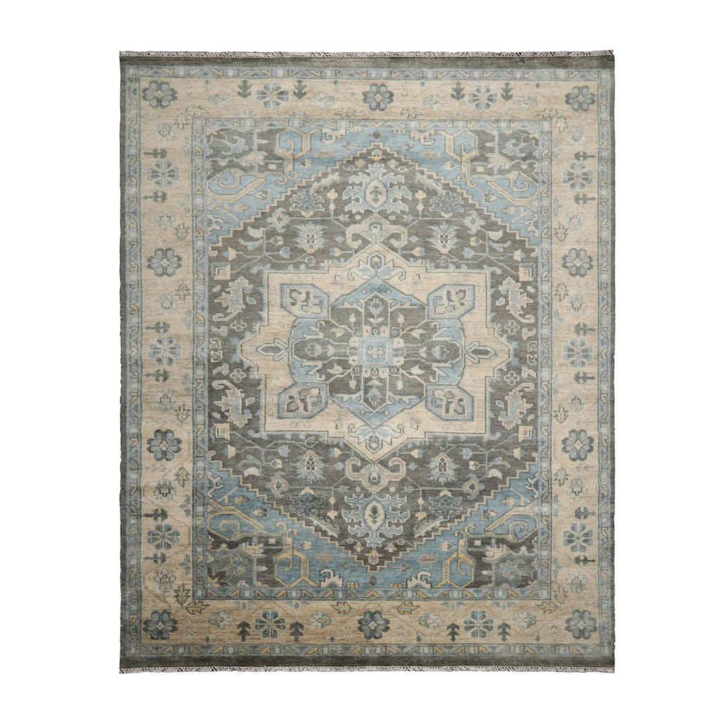 Multi Size Mossy Gray Beige Blue Color Hand Knotted All-Over 100% Wool Traditional Oriental Rug
