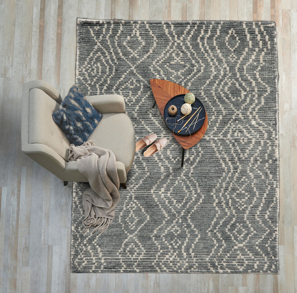 3x5 Celadon, Ivory, Color Hand Knotted Afghan Moroccan Wool Modern & Contemporary Oriental Rug