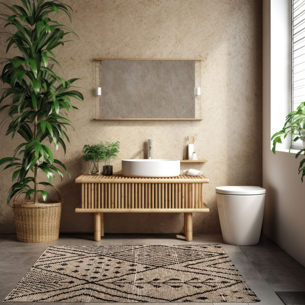3x5 Beige, Black, Color Hand Knotted Afghan Moroccan Wool Modern & Contemporary Oriental Rug