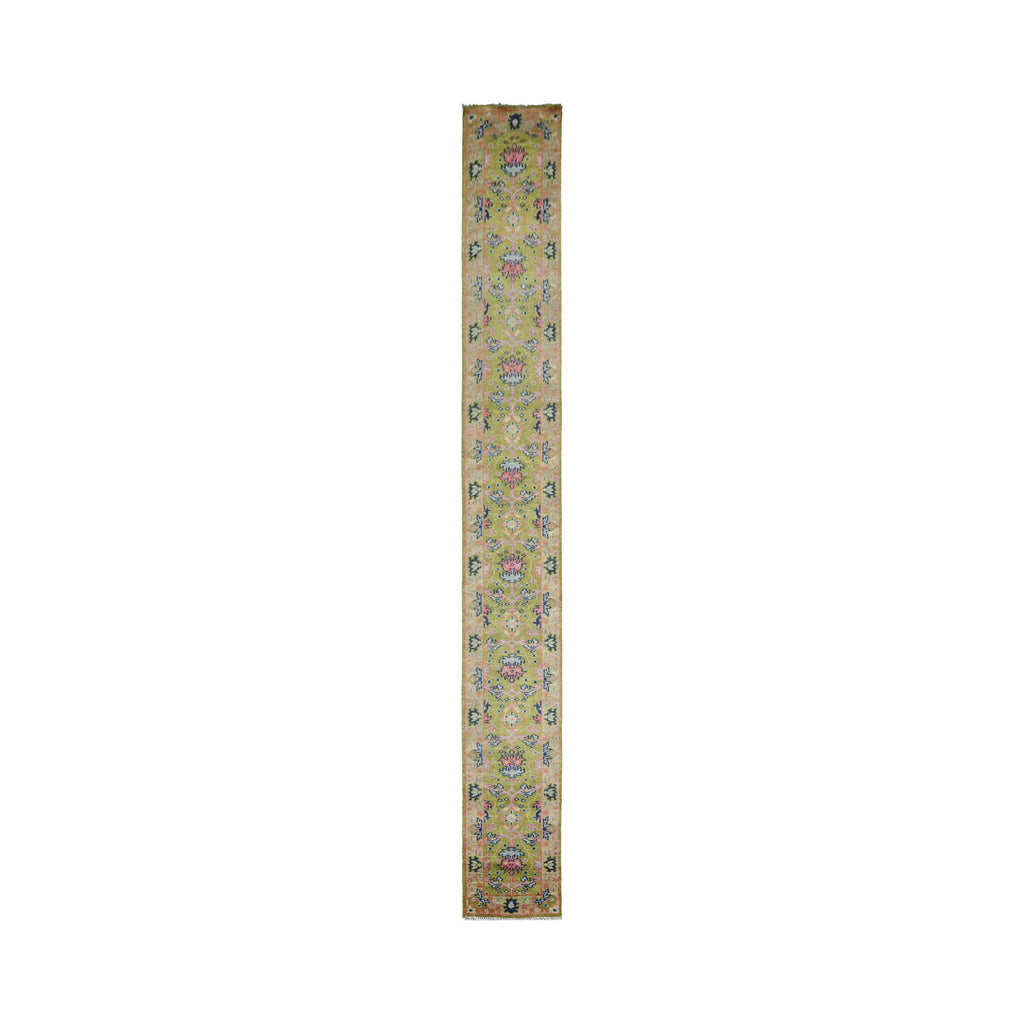 Multi Size Green Pink Navy Color Hand Knotted All-Over 100% Wool Traditional Oriental Rug