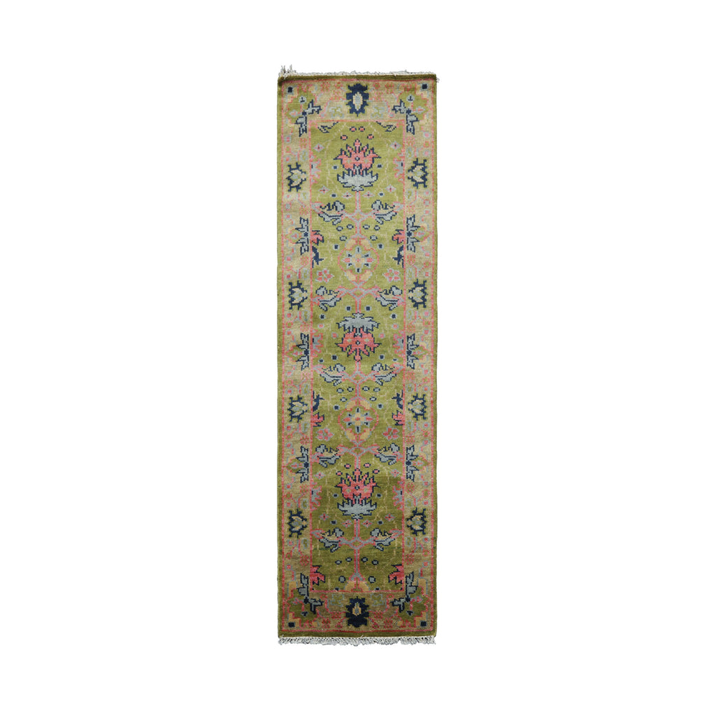 Multi Size Green Rust Navy Color Hand Knotted All-Over 100% Wool Traditional Oriental Rug