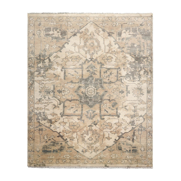8x10 Beige Tan Gray Color Hand Knotted All-Over 100% Wool Arts & crafts Oriental Rug