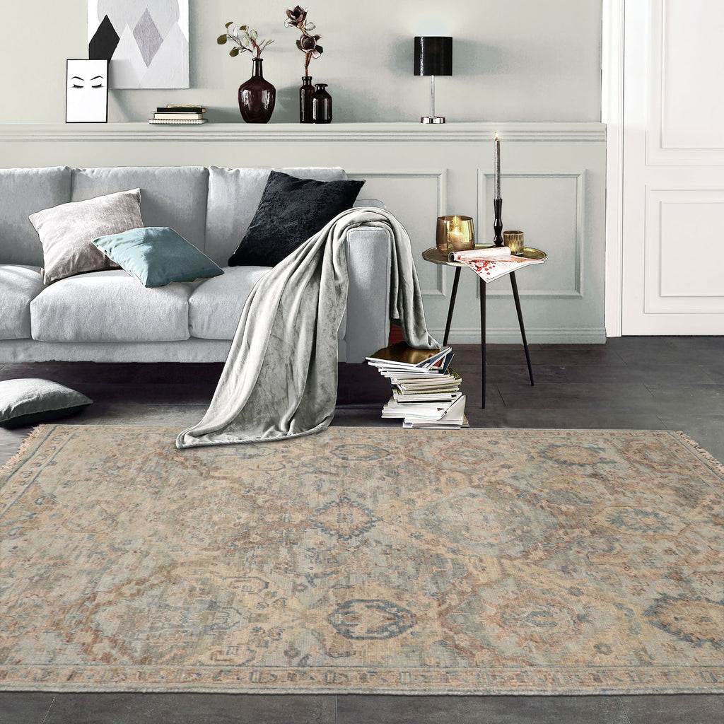 3x5 Mint, Peach, Blue Color Hand Knotted Distressed Quality Wool Traditional Oriental Rug