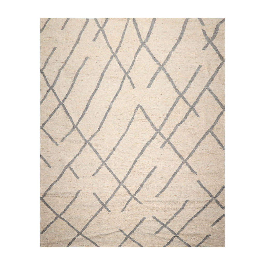 Multi Size Oatmeal Beige Gray Color Hand Made Geometric 100% Wool Modern & Contemporary Oriental Rug