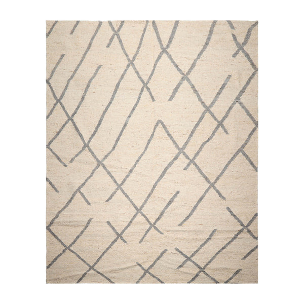 Multi Size Oatmeal Beige Gray Color Hand Made Geometric 100% Wool Modern & Contemporary Oriental Rug